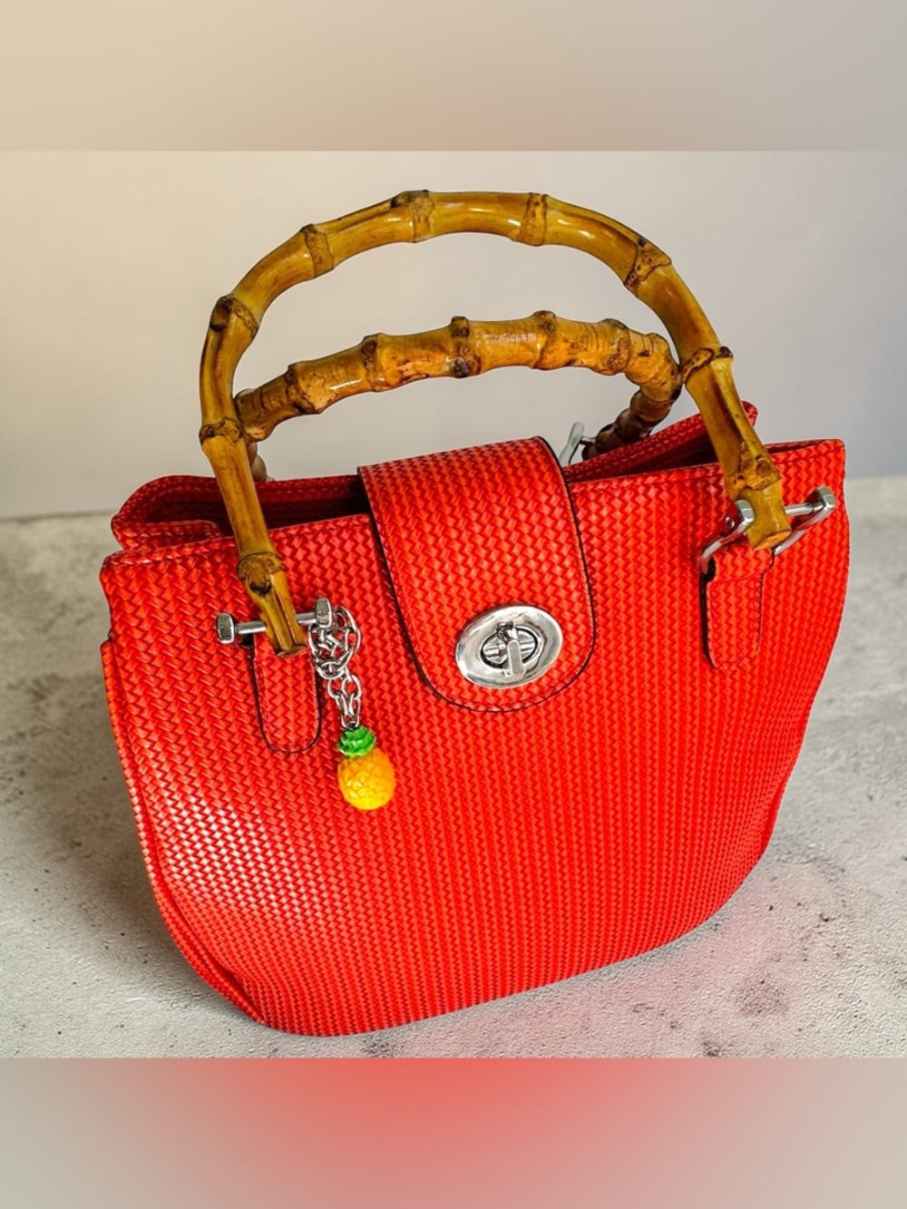 Sourpuss Orange Woven Tiki Handbag - Retro Rockabilly Pineapple 50s Style
